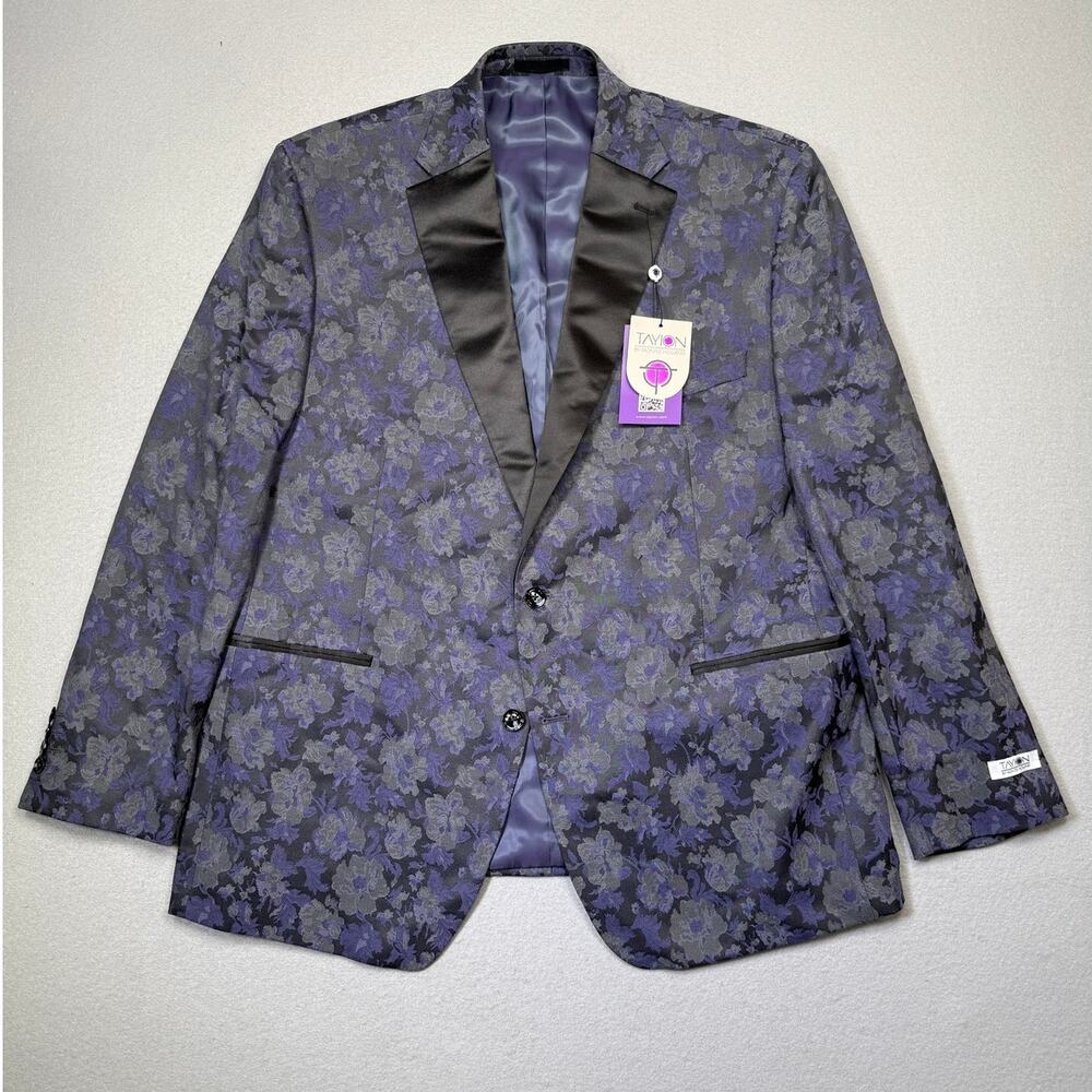 Tayion Collection Men's Classic-Fit Dinner Jacket Blazer Gray/purple 46R $360